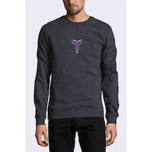 Kobe Bryant Logo Baskılı Füme Erkek Örme Sweatshirt