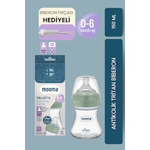 Mooma Neutra Antikolik Tritan Biberon 150 Ml 0-6 Ay Yavaş Akış - Yeşil