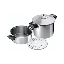 Düdüklü Tencere/düdüklü Tencere Duromatıc Inox Set, Yan Saplı Modeller, İndüksiyon, Paslanmaz Çelik, Gümüş, Tencere Seti 8 L/24 Cm + Alt Parça 4 L/24 Cm Çok Renkli