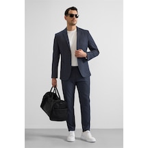 Süvari Lacivert Slim Mono Yaka Düz Torba Cep 6 Drop Takım Elbise Tk1006900386-m09 Lacivert