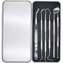Valkyrie 6 Adet Metal Kutulu Paslanmaz Çelik Diş Tartar Dil Temizleme Dental Ağız Bakım Seti