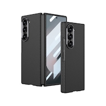 Galaxy Z Fold 6 Uyumlu Kamera Korumalı Karbon Fiber Tasarımlı Arka Yüzey Klfs Kıpta Karbon Kapak Siyah