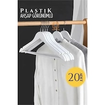 Zenvia Ahşap Görünüm Plastik Askı 20 Adet Beyaz 720519 Znv2023