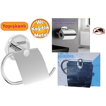 Tuvalet Wc Kağıtlığı Banyo Wc Askılığı Yapışkanlı - Krom Renk Krom
