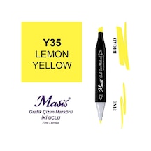Çift Uçlu Marker Grafik Çizim Kalemi 35 Limon Sarı