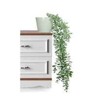 Lilac Home Parlak Beyaz Saksıda Pastel Yeşil Okaliptus Sarkıtı Yapay Çiçek