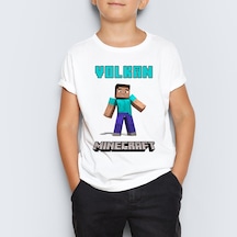 Isme Özel Minecraft Baskılı Unisex Çocuk Tişört T-Shirt Mr-04 Çok Renkli