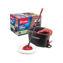 Easywring Mikrofiber Spin Mop, Kovalı Zemin Temizleme Sistemi, Kırmızı, Gri