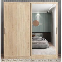 Zen Sürgü Kapaklı Dolap Gardırop Meşe