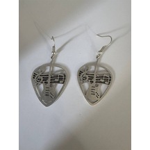 Pena Şeklinde Gitar Ve Notalı Küpe Müzik Tutkusunu Tarzında Taşı Çok Renkli