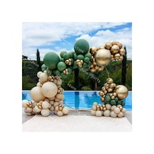 Krom Gold Koyu Yeşil Ve Ten Rengi Balon Zinciri 100 Adet Mix