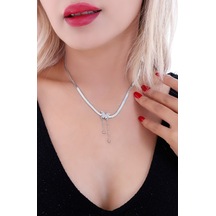 Kadın Ezme Kelebekli Altın Kaplama Çelik Kolye Gümüş Renk Altın