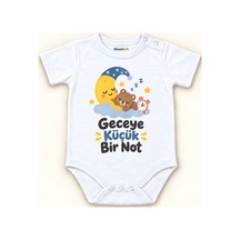 Babylimon Geceye Küçük Bir Not Beyaz Kısa Kollu Çıtçıtlı Bebek Zıbını Beyaz - Geceye Küçük Bir Not - 928161928 Beyaz - Geceye Küçük Bir Not