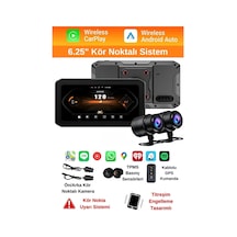 Kör Noktalı 6.25'' Kör Nokta Uyarılı Lastik Basınç Sensörlü 2k Full Hd Motosiklet Çift Kayıt
