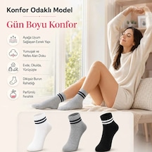 Çorap Giyim Unisex Çizgili Kısa Konç 6 Lı Bilek Çorabı, %80 Pamuklu Parfümlü, Dikişsiz Burun, Siyah Beyaz Gri, Yumuşak Günlük Spor Çorap Çok Renkli