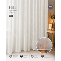 Simli Sakallı Düz Lüx Tül Perde / Ölçünüze Özel Dikim Kırık Beyaz