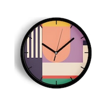 Soyut - Geometrik Temalı Modern Duvar Saati - 30cm - Önü Camlı Siyah Kasa - Sessiz Mekanizma-jh0312 Siyah