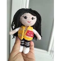Amigurumi Siyah Saçlı Att Paramedik Kız Bebek Anahtarlık