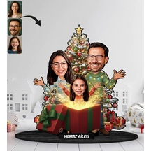 Bk Gift Kişiye Özel Aile Yılbaşı Tasarımlı Karikatür Biblo -4, Yılbaşı Hediyesi, Yeni Yıl Hediyesi