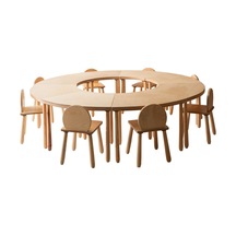 Woodnjoy Sekiz Parçalı Yuvarlak Grup Etkinlik Masası 16 Kişilik Kahverengi