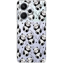 Xiaomi Redmi Note 13 Pro Plus Uyumlu Kamera Korumalı Panda Tasarımlı Şeffaf Silikon Kılıf Şeffaf