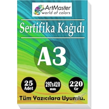 A3 Sertifika Kağıdı 25 Adet 220 Gram Kalın Fotokopi Kağıdı Tüm Yazıcılara Uyumlu 29.7x42 Cm Kalın Baskı Kağıdı
