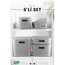 5'li Set Çok Amaçlı Düzenleyici Depolama Kutusu Gri
