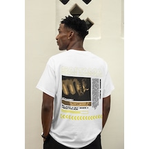 One Punch Man Saitama Sırt Baskılı Unisex Oversize Anime Tişört Beyaz
