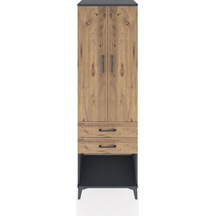 Hyperion Dolap Tek Raflı 2 Çekmeceli Tek Askılı 60x44x195 Antrasit-çam Antrasit