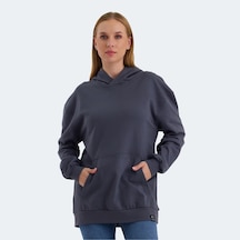 Slazenger VIOLENCE Kadın Kapüşonlu Cepli Oversıze Koyu Gri Sweatshirt