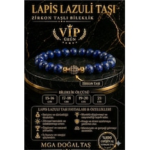 Lapis Lazulli Doğal Taş Bileklik - Zirkon Taşlı Bileklik - Lapis Bileklik Lacivert Lacivert