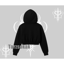 Startmore Kapşonlu Crop Sweatshirt Crowned Lion Rock Authority Myth Siyah