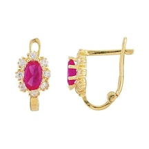 Altın Çocuk Küpe 14 Ayar Ruby Taşlı Bc0325515