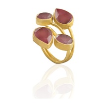 Kadir Jewellery 22 Ayar Altın Kaplama Zirkon Taşlı Kadın Vintage Yüzük Pembe 85212764