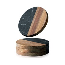 İçecekler İçin 4'lü Bardak Altlığı Seti, Mermer-ahşap Birleştirilmiş Bardak Altlığı Diğer