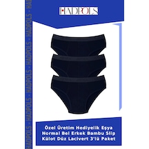 Hadpols Özel Üretim Hediyelik Eşya Normal Bel Erkek Bambu Slip Külot Düz Lacivert 3'lü Paket