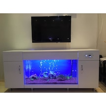 Kanki Pet KP160 Led Dizayn Akvaryum Tv Ünitesi Beyaz 160 CM