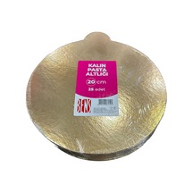 Omeyva Yuvarlak Kalın Altın Pasta Kek Turta Altlığı Tabanı - 20 Cm. - 25 Adetlik Paket Altın