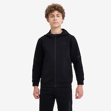 Lescon Siyah Çocuk Fermuarlı Kapüşonlu Sweatshirt