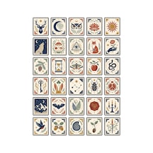 30 Adet Vintage Mistik Doğa Sticker Seti - Laptop Defter Ajanda Scrapbook İçin Çok Renkli