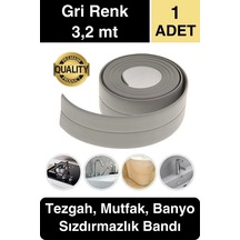 Premium Gri Ocak Tezgah Kenarı Banyo Mutfak Sızdırmaz Bant Su Geçirmez Küfe Dayanıklı 3,2 Mt 1 Adet