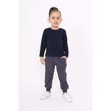 Toontoy Kids Toontoy Unisex Çocuk Baskılı Bisiklet Yaka Uzun Kollu Tişört Lacivert