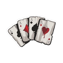 Poker Kağıdı Full As Araba, Motorsiklet, Kask, Laptop, Cam Sticker 14x9 Cm