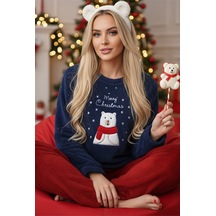 Siyah İnci Wellsoft Kışlık Örme Pijama Takım 25221048 Lacivert