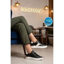 United Colors Of Benetton Siyah Beyaz Bağcıklı Cilt Memory Foam Unisex Spor Ayakkabı Bnı-12074 G Siyah - Beyaz