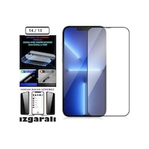 Apple Uyumlu   iPhone 14 Hayalet Ekran Koruyucu Toz Filitreli Izgaralı Anti Dust Tam Kaplayan Kırılmaz Cam