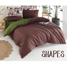 Düz Boya Çift Kişilik Nevresim Takımı Shapes Düz Renk