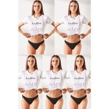 5'li Paket String Külot, Kadın Altın - Siyah