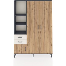Arges Dolap 5 Raflı 2 Çekmeceli Tek Askılı 132x30x195 Antrasi... Antrasit