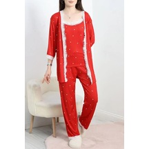 Seka Store Seka Pegasus Üçlü Pijama Takımı Kırmızıbeyaz - 66666.1287. Çok Renkli